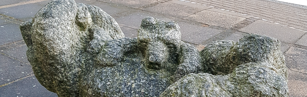 Liggende bjørnemor med sin unge